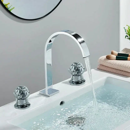 Modern chrome arched dual handle basin faucet bathroom mixer tap