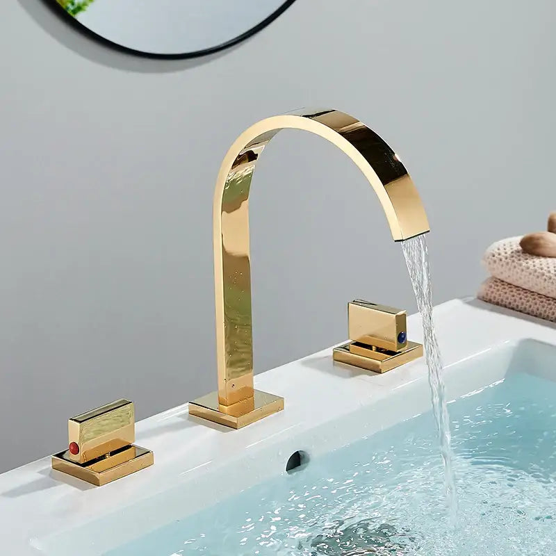 Modern chrome arched dual handle basin faucet bathroom mixer tap