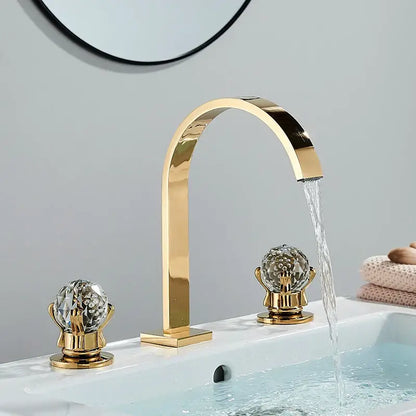 Modern chrome arched dual handle basin faucet bathroom mixer tap
