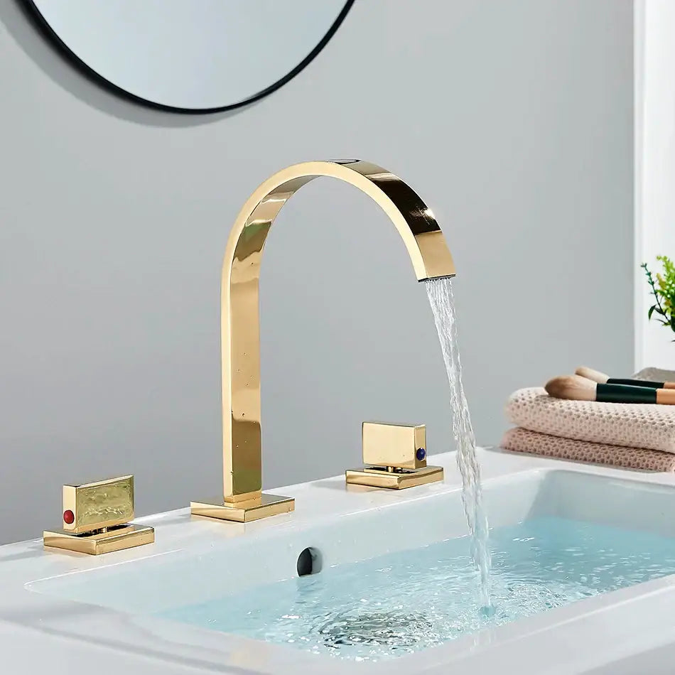 Modern chrome arched dual handle basin faucet bathroom mixer tap