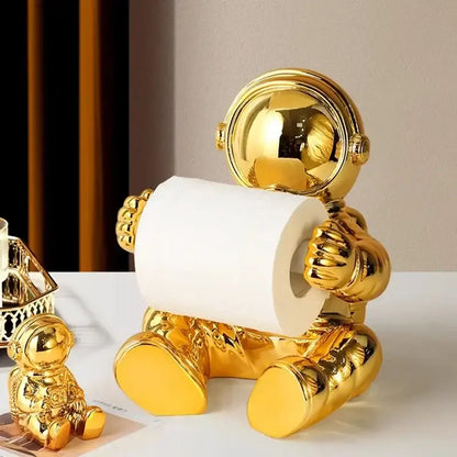 Modern chrome astronaut tissue box living room figurine holder