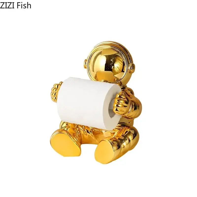 Modern chrome astronaut tissue box living room figurine holder
