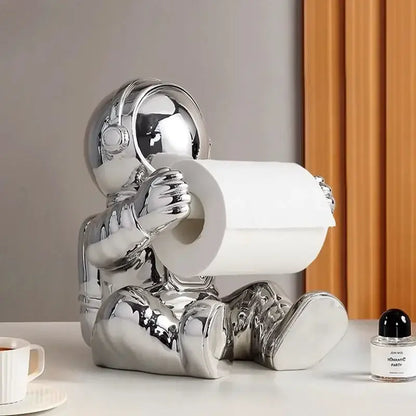 Modern chrome astronaut tissue box living room figurine holder