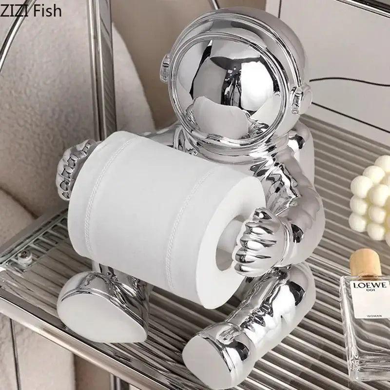 Modern chrome astronaut tissue box living room figurine holder
