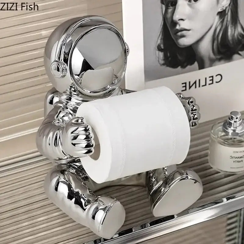 Modern chrome astronaut tissue box living room figurine holder