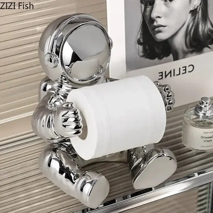 Modern chrome astronaut tissue box living room figurine holder