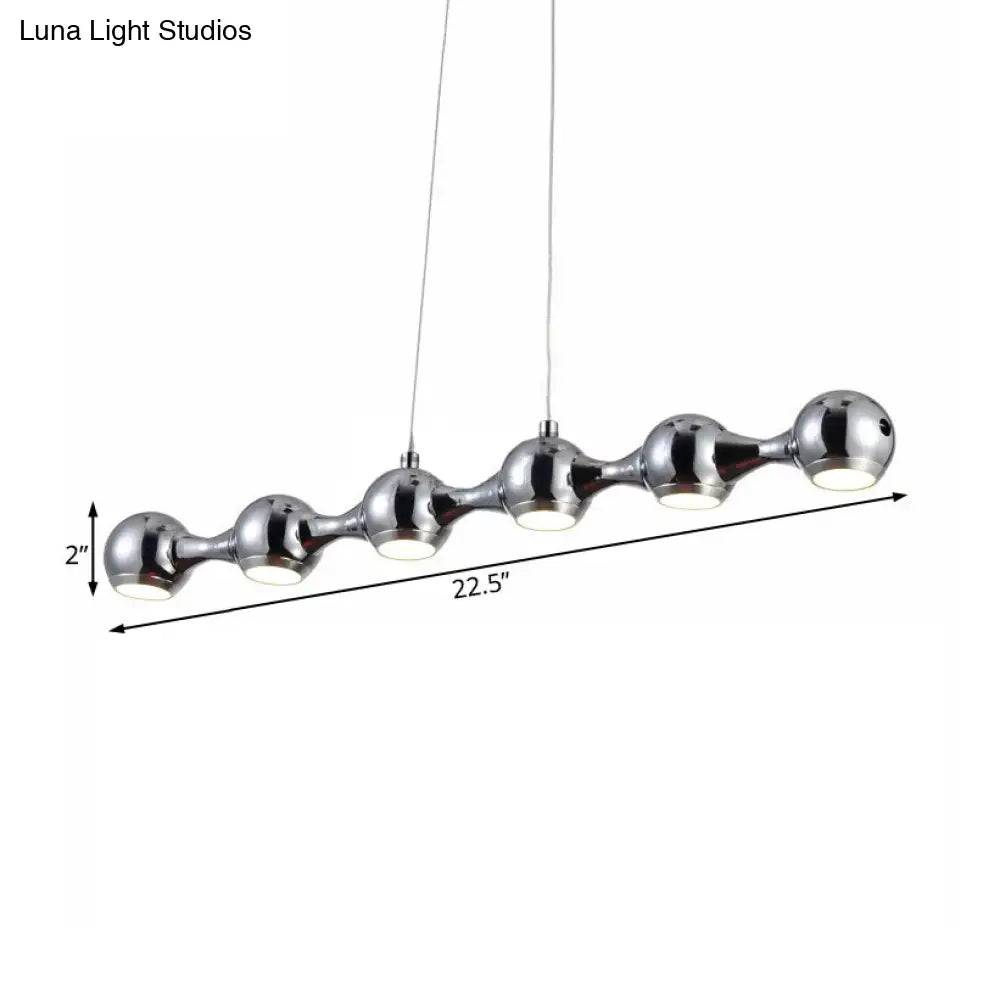 DecorBites™ Modern Chrome Ball Pendant Ceiling Light with 6 Metal Lights - Warm/White Island Lighting for Living Room