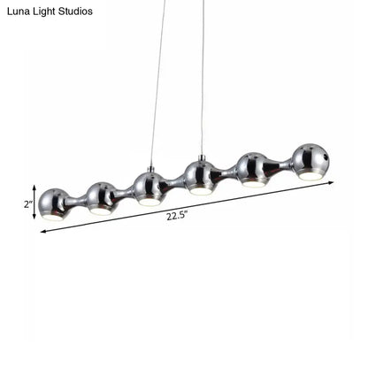 DecorBites™ Modern Chrome Ball Pendant Ceiling Light with 6 Metal Lights - Warm/White Island Lighting for Living Room