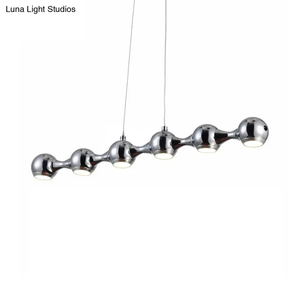 DecorBites™ Modern Chrome Ball Pendant Ceiling Light with 6 Metal Lights - Warm/White Island Lighting for Living Room