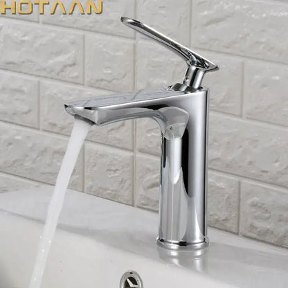 Modern chrome basin mixer faucet – bathroom single handle tap
