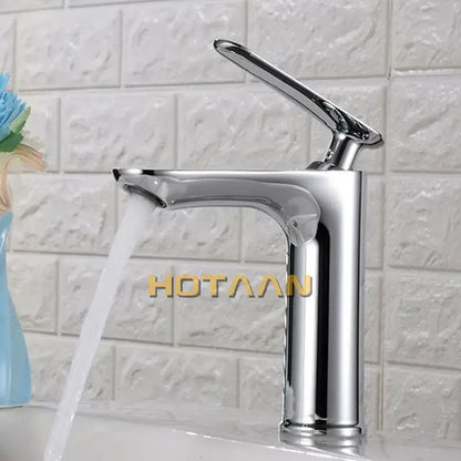 Modern chrome basin mixer faucet – bathroom single handle tap
