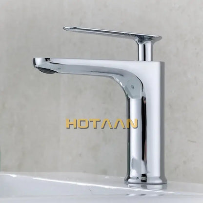 Modern chrome basin mixer faucet – bathroom single handle tap