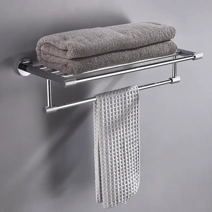 Modern chrome bathroom essentials set with soap dish and brush