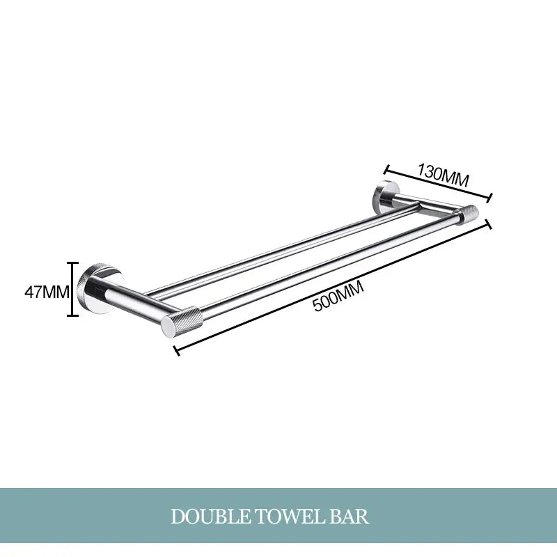 Modern chrome bathroom essentials set with soap dish and brush