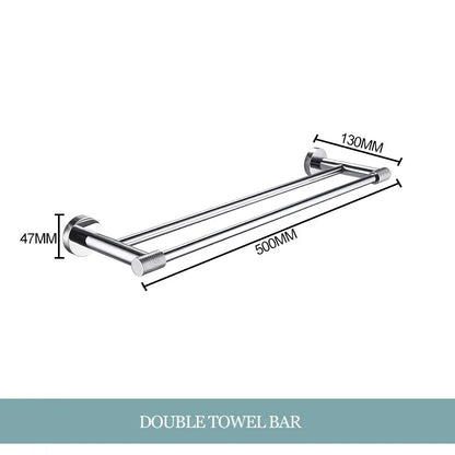 Modern chrome bathroom essentials set with soap dish and brush