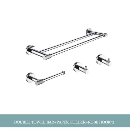 Modern chrome bathroom essentials set with soap dish and brush