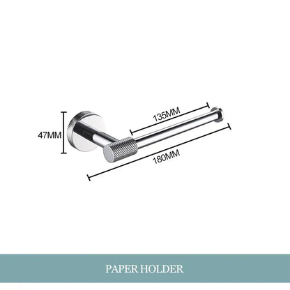 Modern chrome bathroom essentials set with soap dish and brush