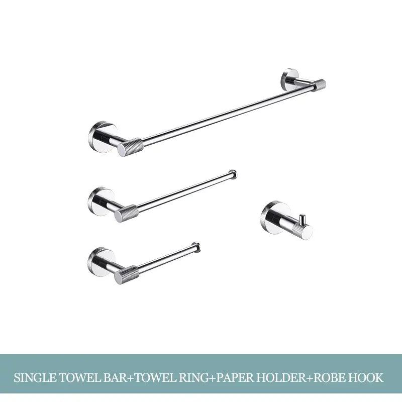 Modern chrome bathroom essentials set with soap dish and brush