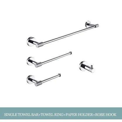 Modern chrome bathroom essentials set with soap dish and brush