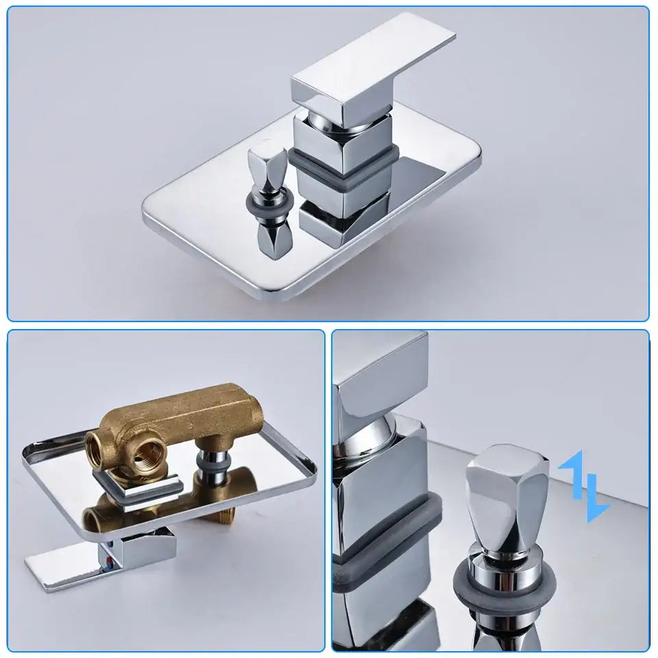 Modern chrome bathtub faucet mixer with waterfall spout for bathroom