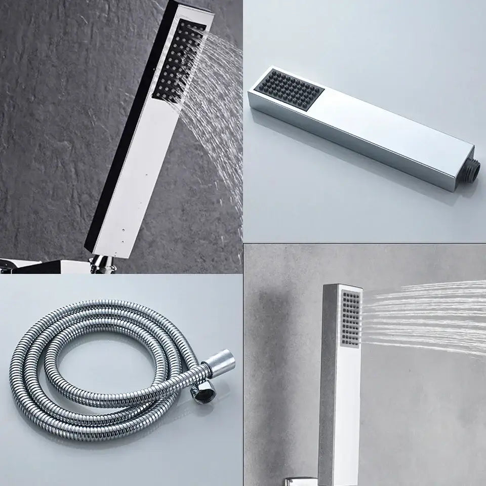 Modern chrome bathtub faucet mixer with waterfall spout for bathroom
