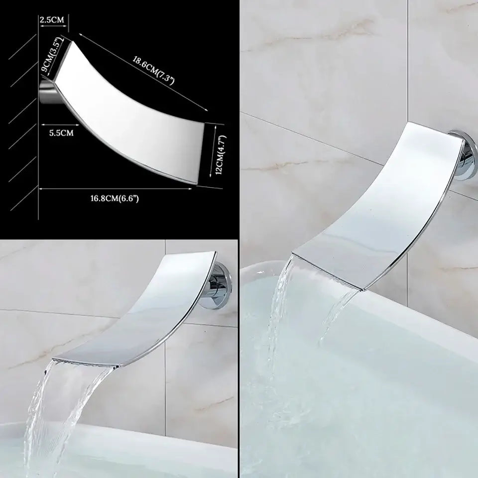Modern chrome bathtub faucet mixer with waterfall spout for bathroom