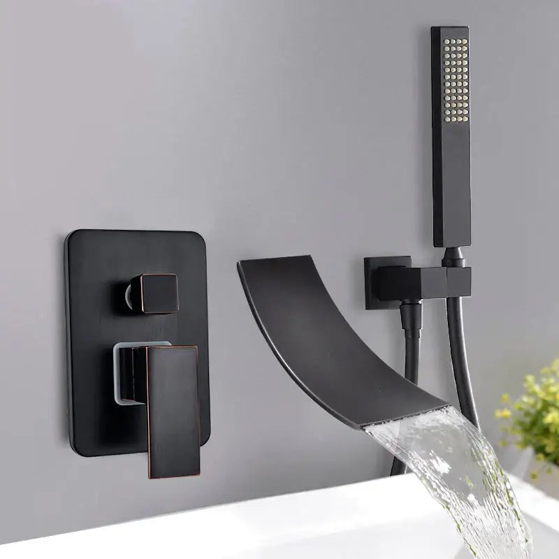 Modern chrome bathtub faucet mixer with waterfall spout for bathroom