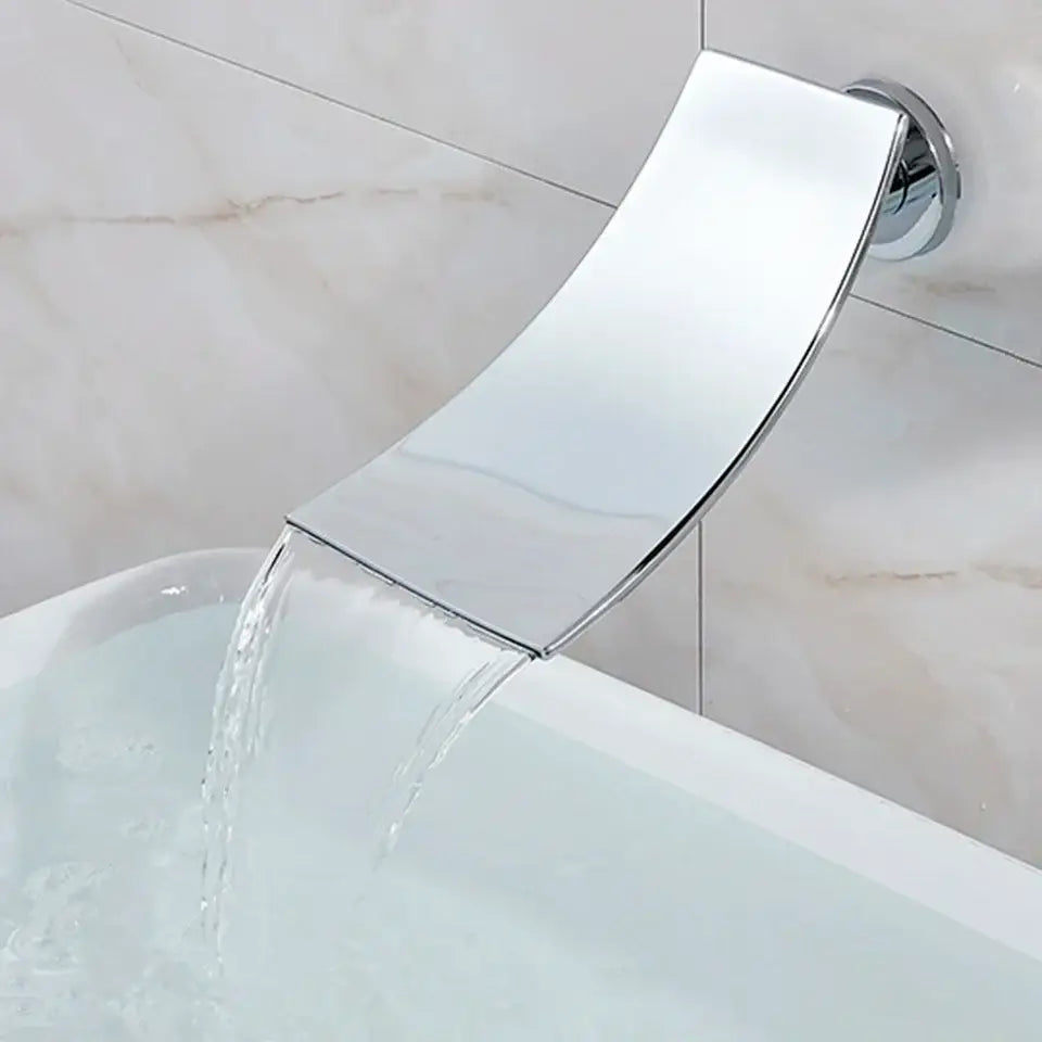 Modern chrome bathtub faucet mixer with waterfall spout for bathroom