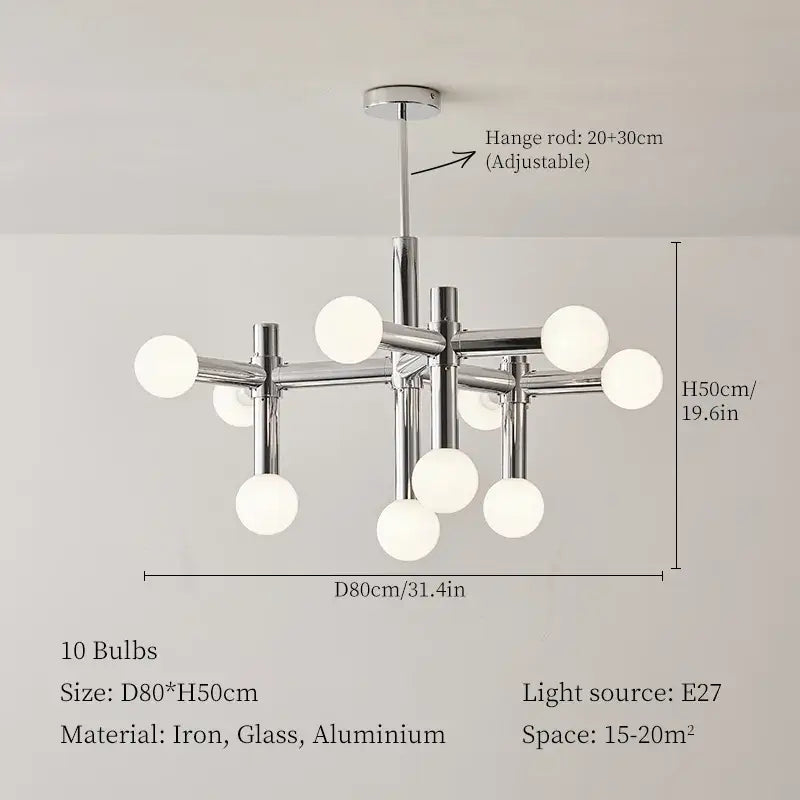Modern chrome bauhaus glass hanging ceiling lamps for living room