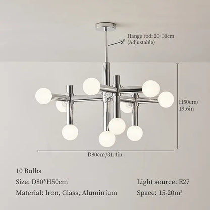 Modern chrome bauhaus glass hanging ceiling lamps for living room