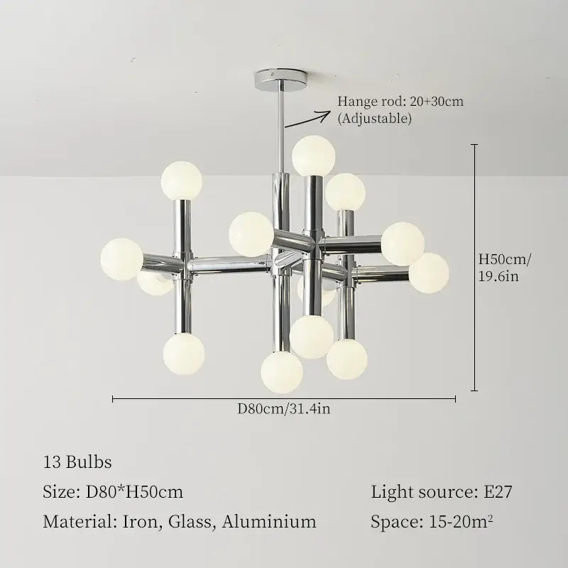 Modern chrome bauhaus glass hanging ceiling lamps for living room