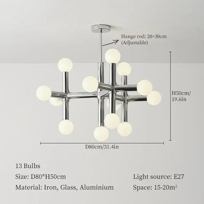 Modern chrome bauhaus glass hanging ceiling lamps for living room