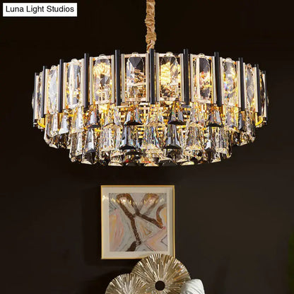 Modern chrome beveled crystal chandelier living room pendant light