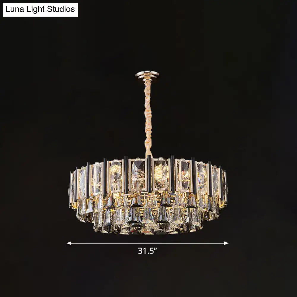 Modern chrome beveled crystal chandelier living room pendant light
