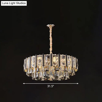 Modern chrome beveled crystal chandelier living room pendant light