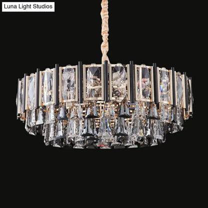 Modern chrome beveled crystal chandelier living room pendant light