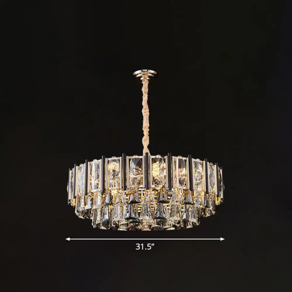 Modern chrome beveled crystal chandelier living room pendant light