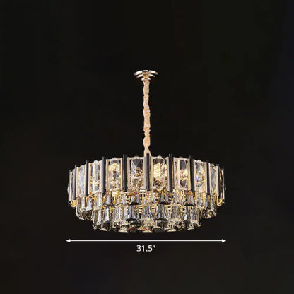 Modern chrome beveled crystal chandelier living room pendant light