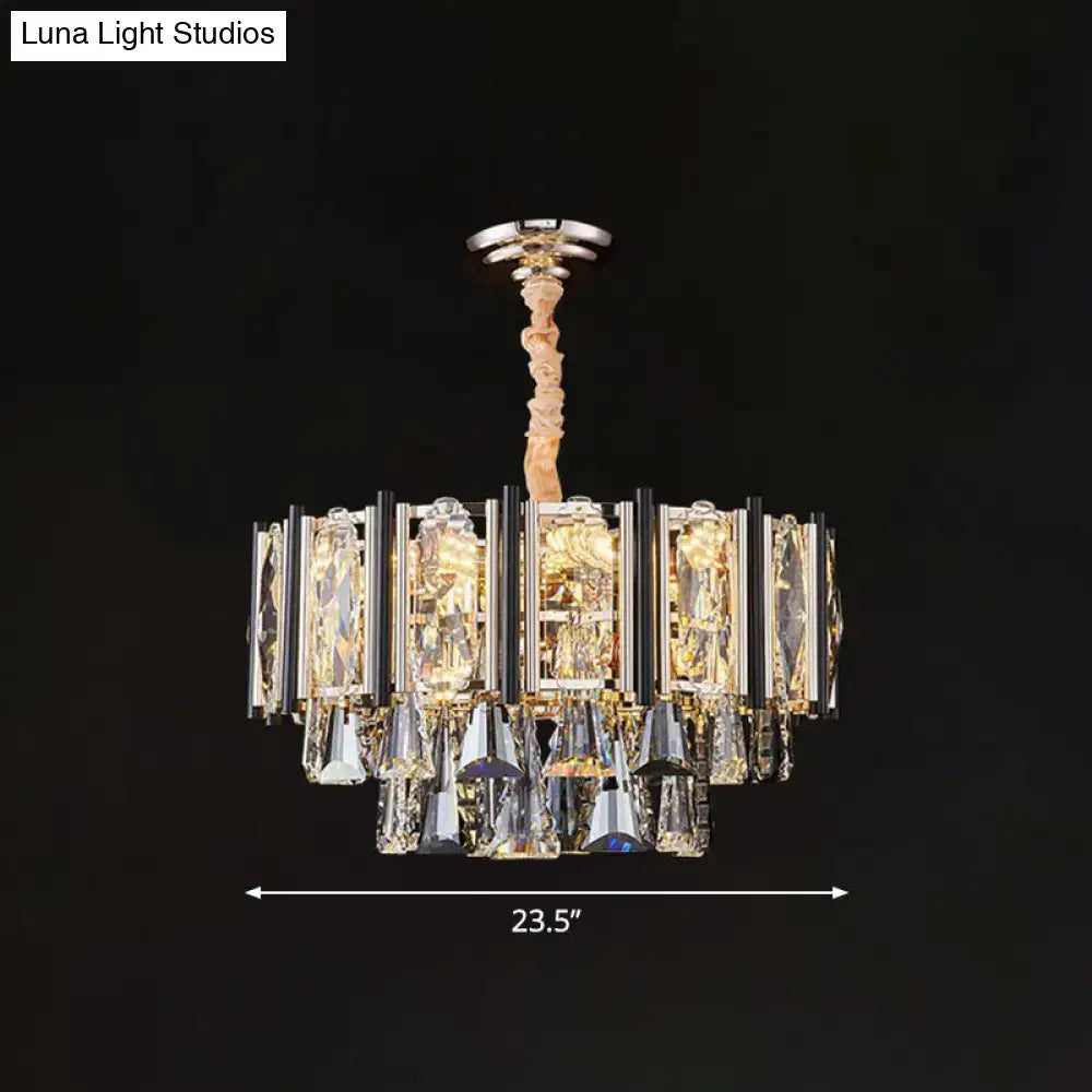 Modern chrome beveled crystal chandelier living room pendant light