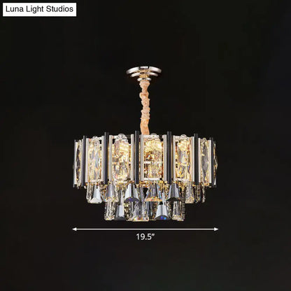 Modern chrome beveled crystal chandelier living room pendant light