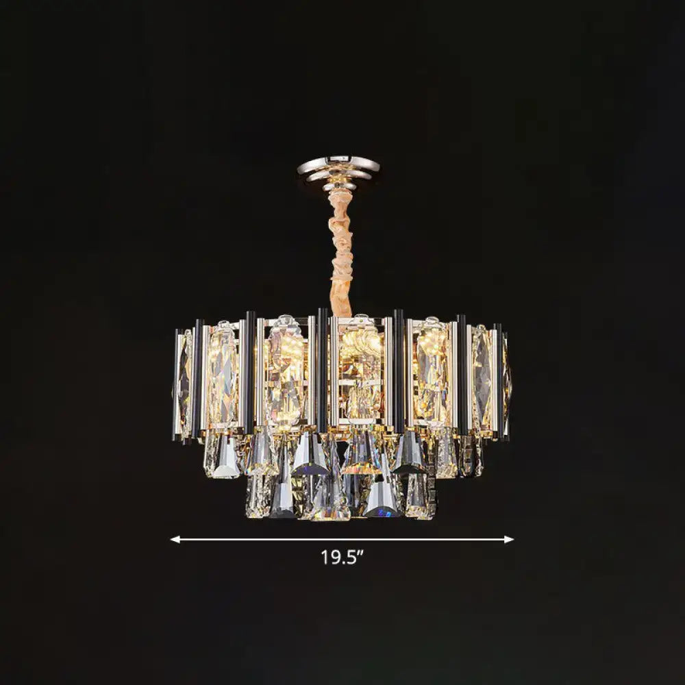 Modern chrome beveled crystal chandelier living room pendant light
