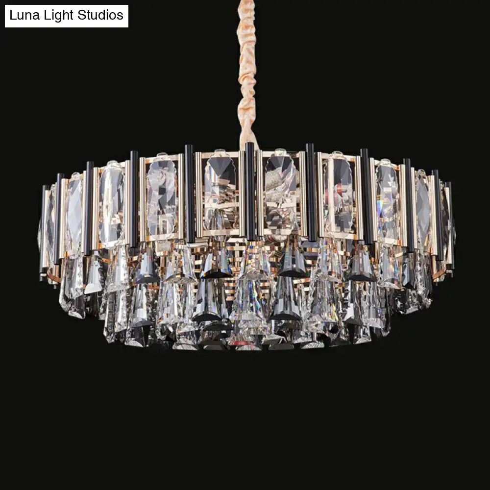 Modern chrome beveled crystal chandelier living room pendant light