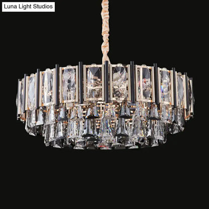 Modern chrome beveled crystal chandelier living room pendant light