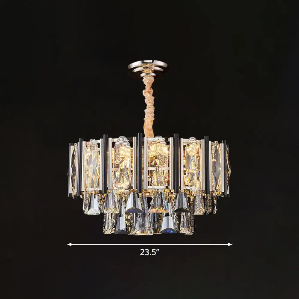 Modern chrome beveled crystal chandelier living room pendant light