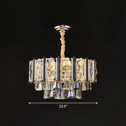 Modern chrome beveled crystal chandelier living room pendant light