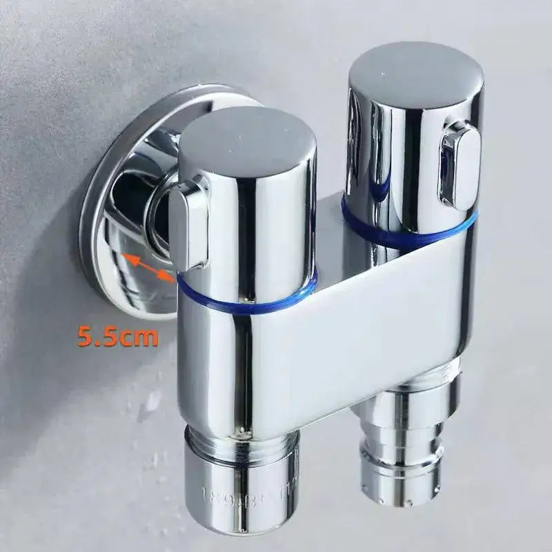 Modern chrome bidet faucet set with blue accents for bathroom
