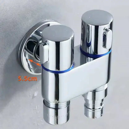 Modern chrome bidet faucet set with blue accents for bathroom