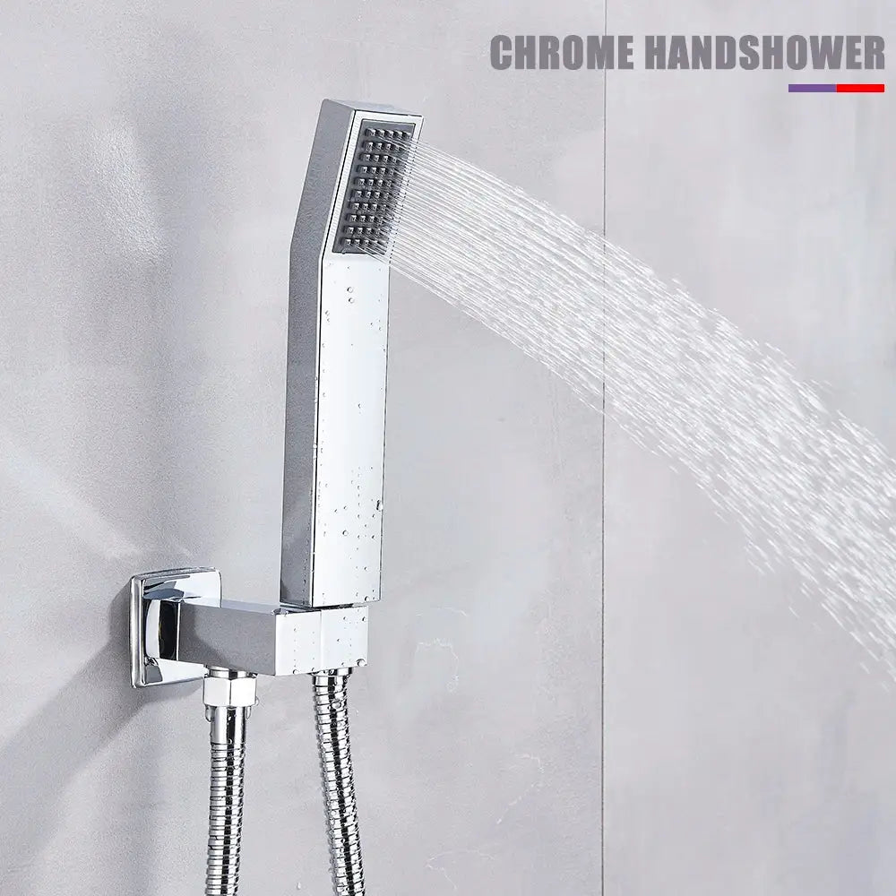Modern chrome big rainfall shower faucet with digital display bathroom