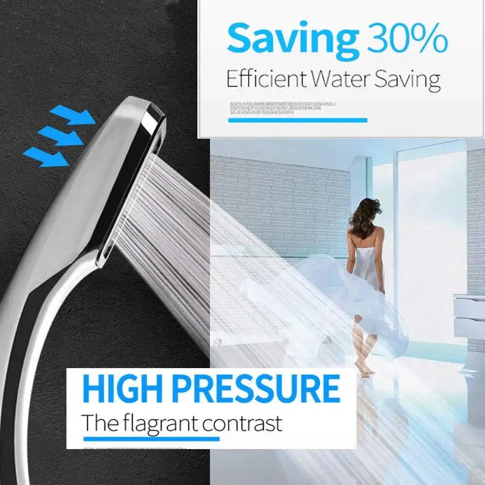 Modern chrome & black 300 holes high pressure shower head bathroom