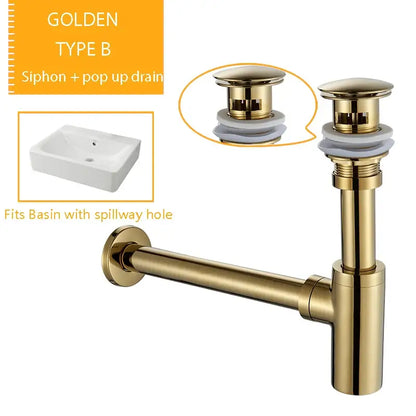 Modern chrome & black basin sink drain kit bathroom waste assembly